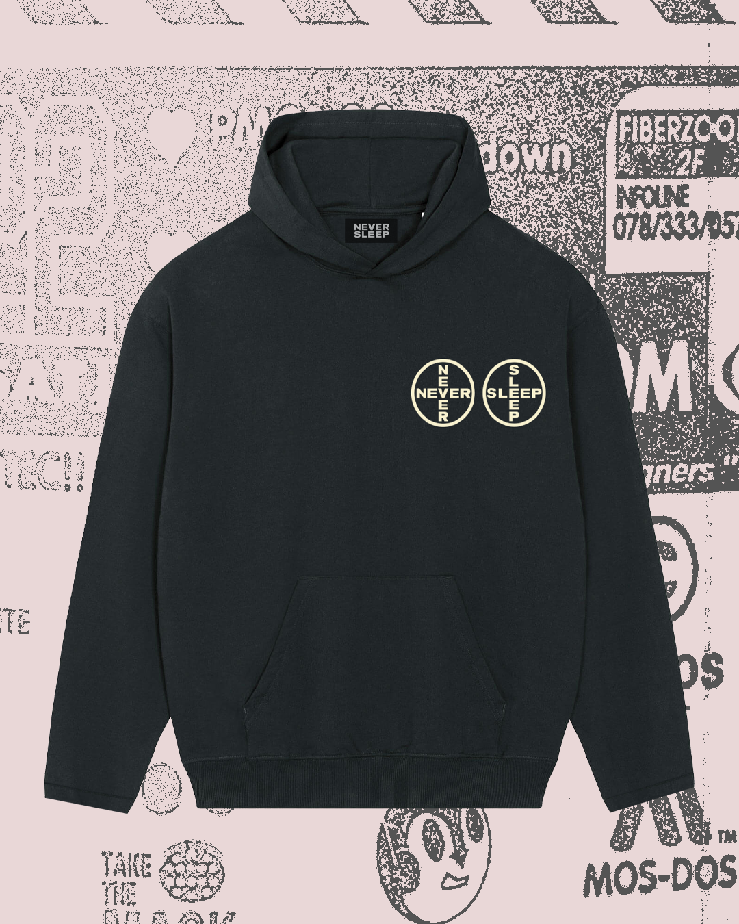 Never Sleep Logo - Black hoodie