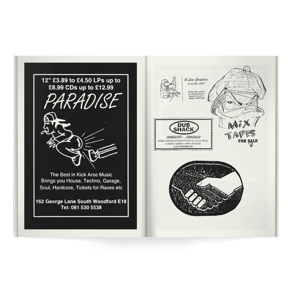 Archivio #1 book – Records store ads and paper ephemera from Rave zine of the early 90s