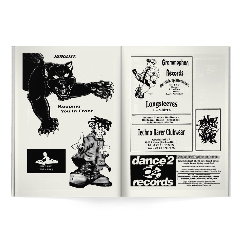 Archivio #1 book – Records store ads and paper ephemera from Rave zine of the early 90s